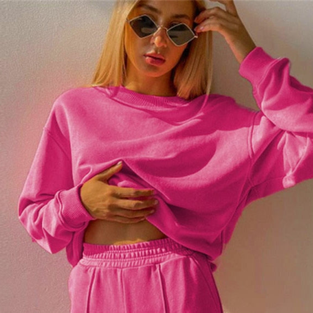 Damen Sportliches Zweiteiliges Jogging-Set