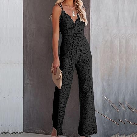 Ärmelloser Jumpsuit mit Spitzen-Details