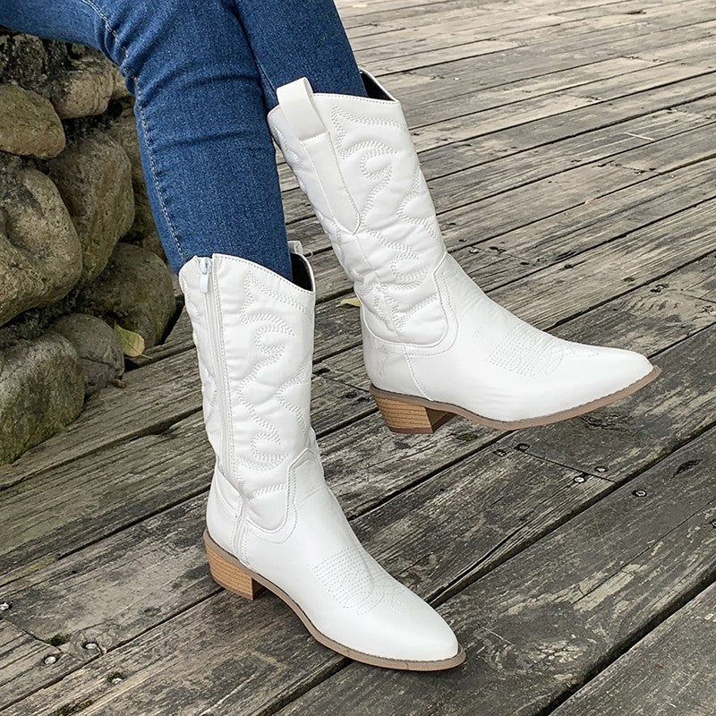 Elegante Metallische Western-Stiefeletten